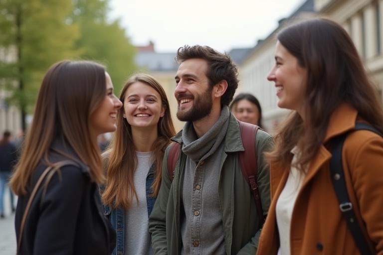 Skupina cestovatelů na Tournerském náměstí